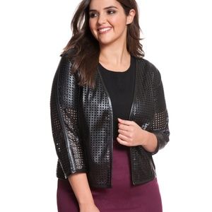 Black perforated faux leather bolero
